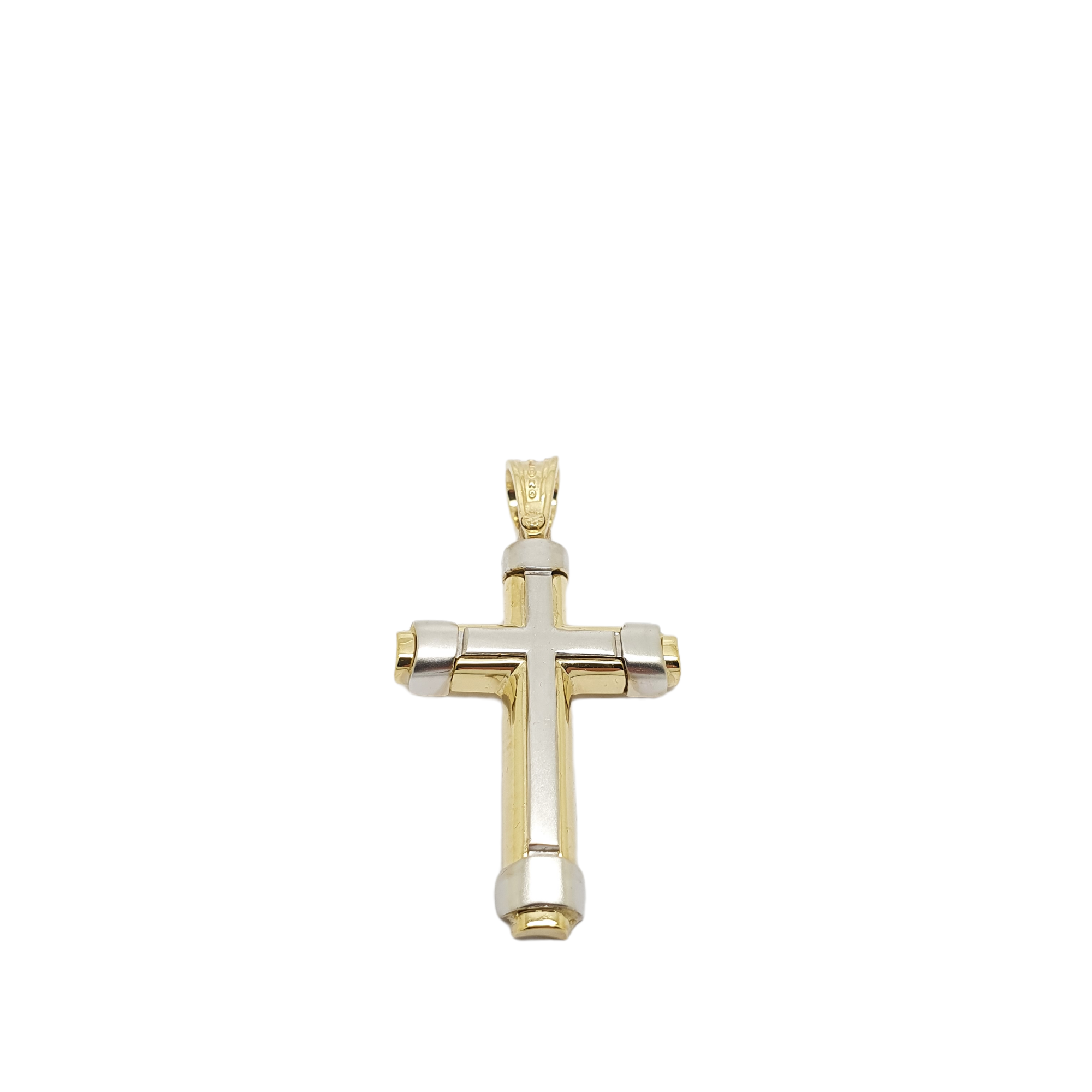 Σταυρός απο χρυσό κ14 με ενσωματωμένο λευκόχρυσο σταυρό κ14  (code H1889)